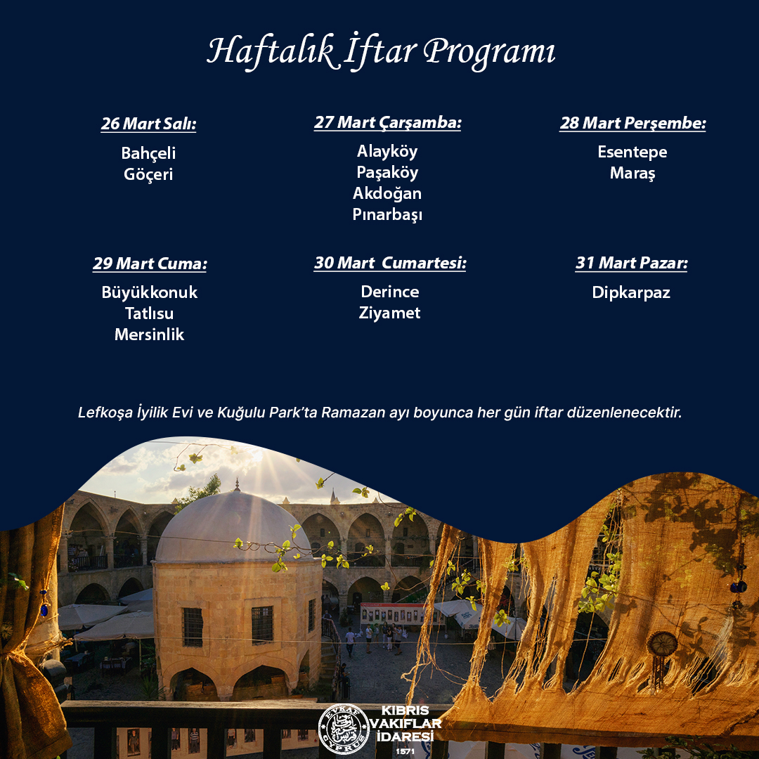 Haftalık İftar Programı (25-31 Mart 2024)