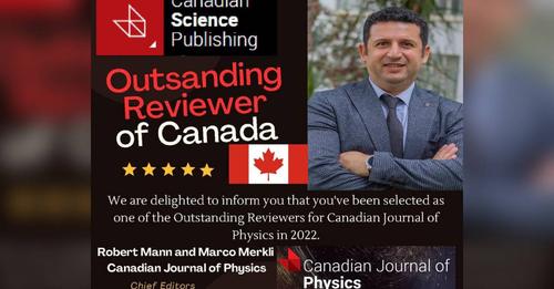 Kanada’dan Kıbrıslı Fizik profesörüne “Outstanding Reviewer of Canada” ödülü