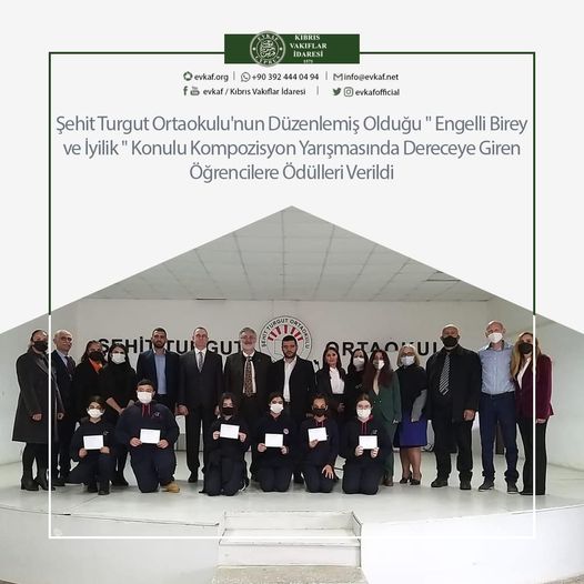Engelli Birey ve İyilik Konulu Kompozisyon Yarışmasında Dereceye Giren Öğrencilere Ödülleri Verildi.