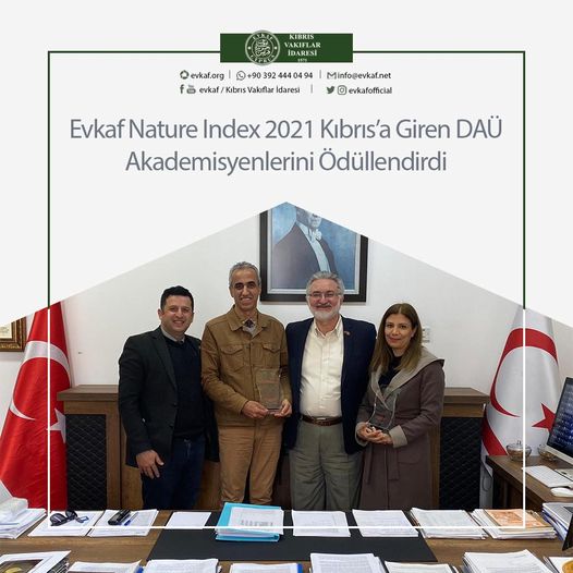 EVKAF AWARDED EMU ACADEMICIANS ENTERING NATURE INDEX 2021-CYPRUS.